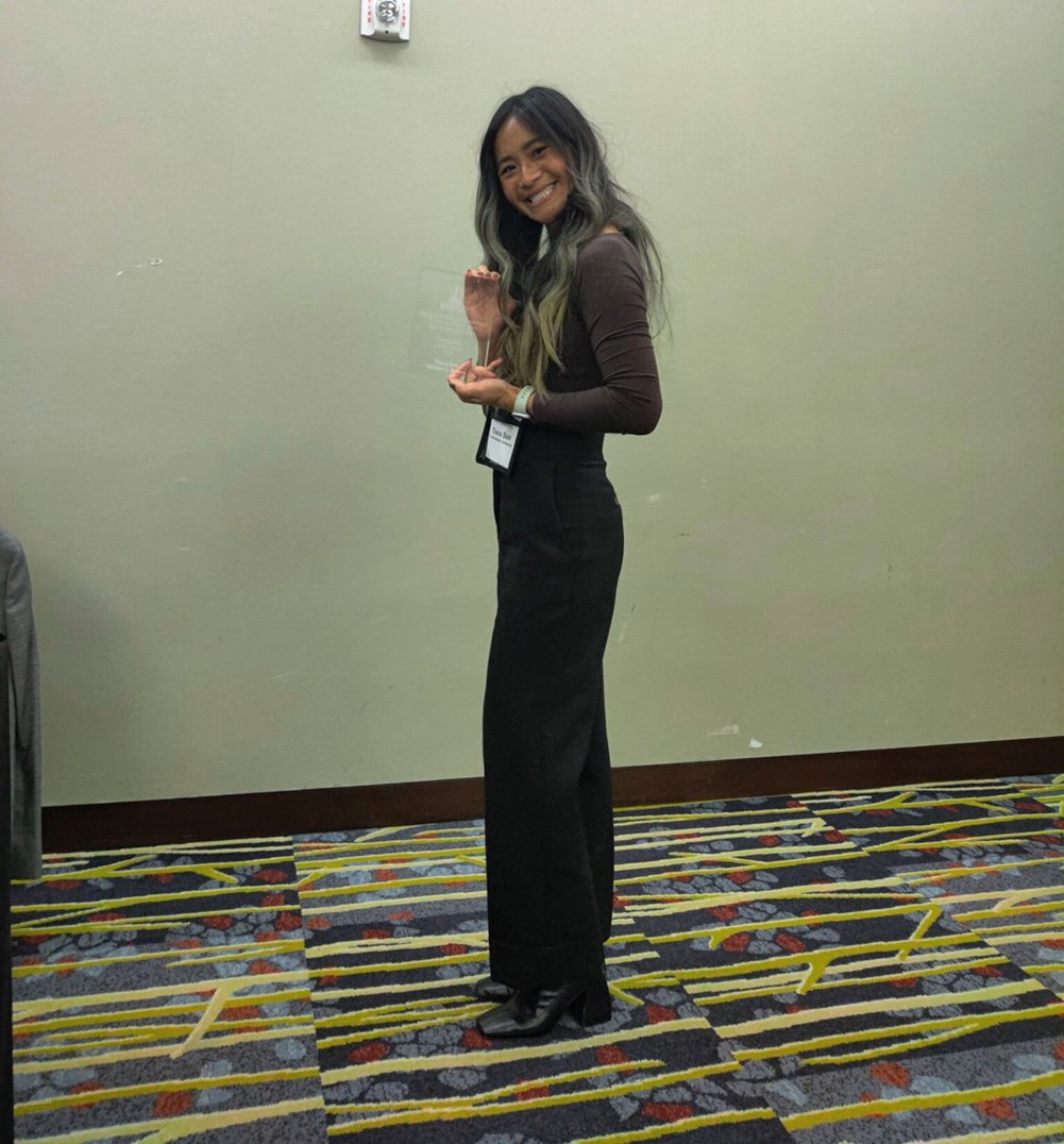Dr. Sun with her award from the American Society of Criminology’s Division of White-Collar and Corporate Crime for 2025 Outstanding Article or Book Chapter Award
