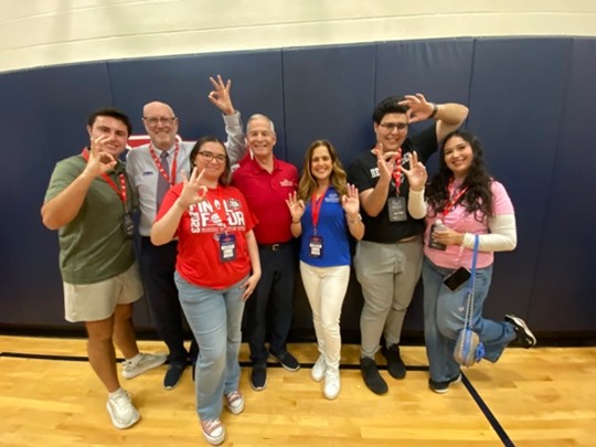 Iacono (center left) with her fellow teammates was awarded the Frank de la Torre Outstanding Leadership Award