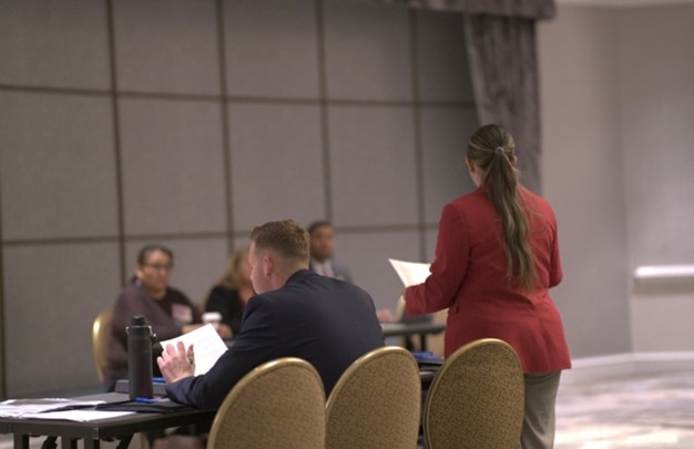 Iacono and de la Torre at the end of year Mock Trial Team banquet, where Iacono
