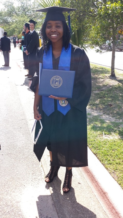 Samira McKay graduating from the University of West Florida with her bachelor’s degree
