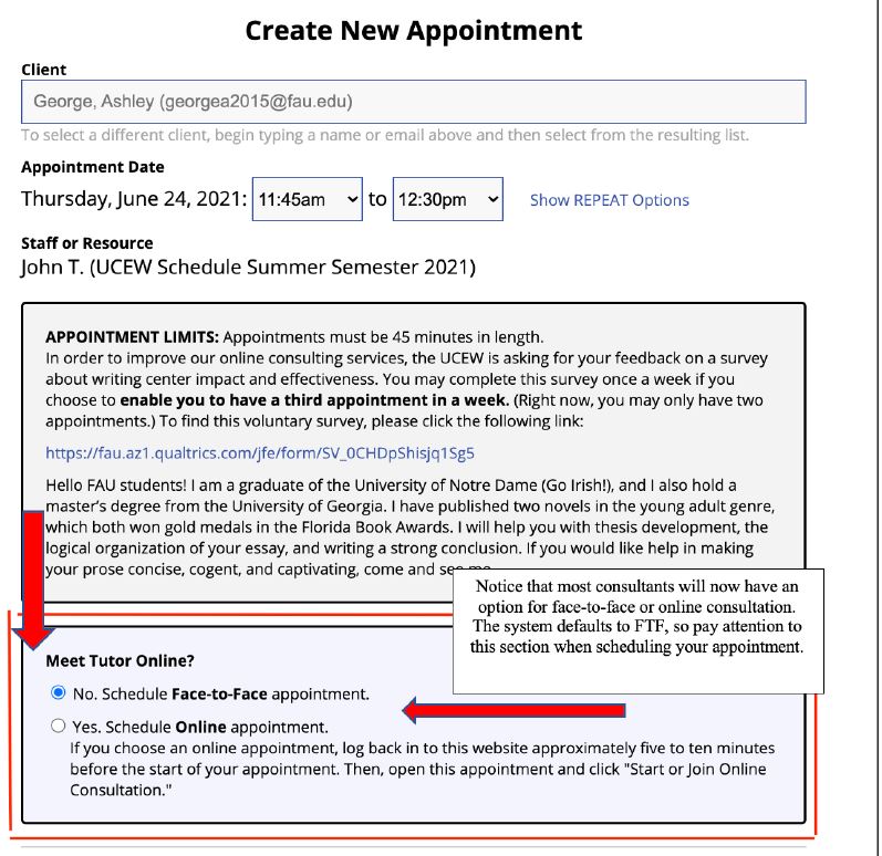 creating appointments