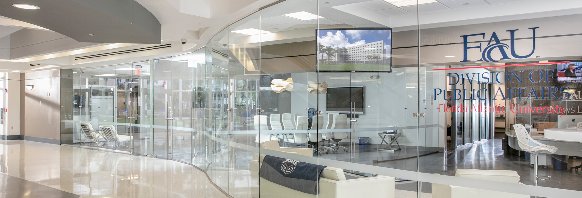 Glass doors in hallway