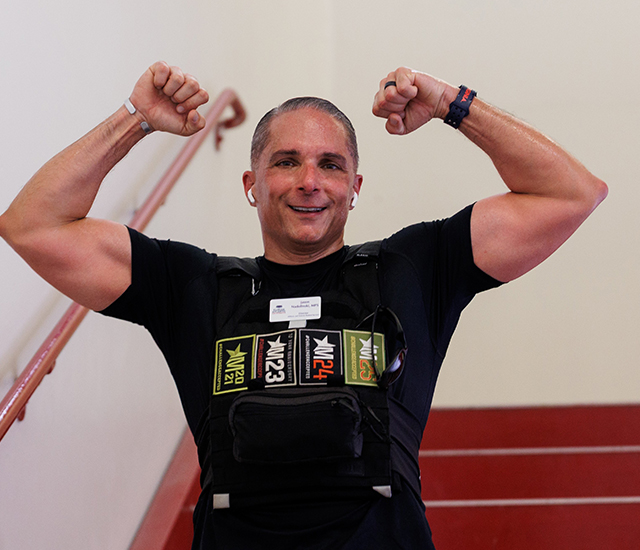 Staircase challenge showing muscles 