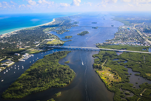 aerial view of florida coastline